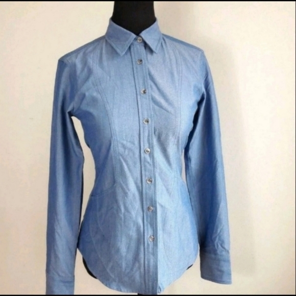 The Willary Blue Denim Button Down Long Sleeve Shirt - Picture 2 of 10